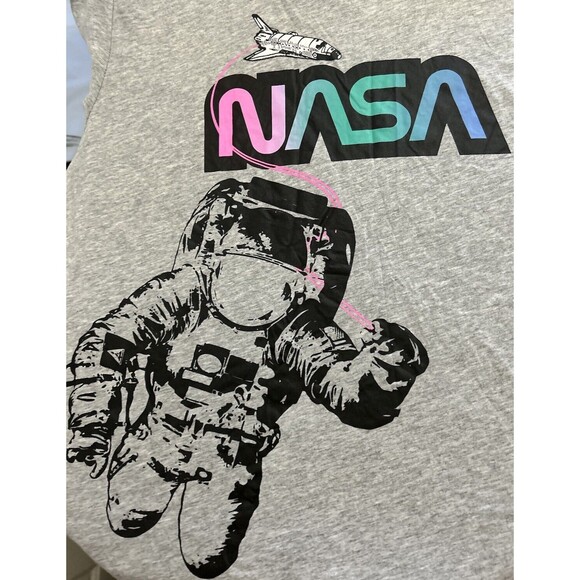 NASA Men's XL Space Shuttle with Astronaut on Space Walk T Shirt Neon Colors - Picture 3 of 9